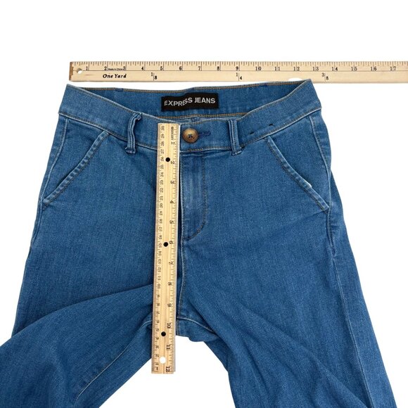 Express Jeans Womens 4R Mid-Rise Blue Denim Wide Leg Stretch - Picture 4 of 6